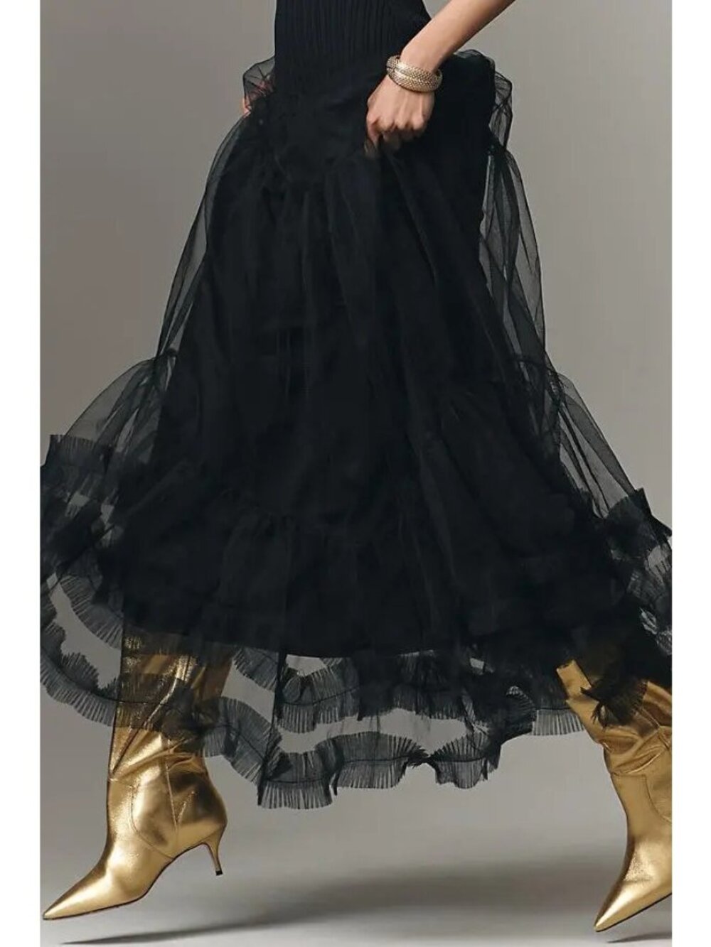En Saison Darcy Sleeveless black Tulle Midi Dress size M - Picture 2 of 9